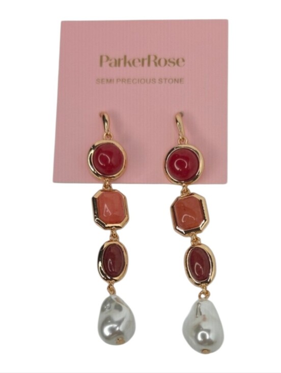 parker Rose Jewelry - 💕▪️Parker Rose▪️ Pink Semi Precuous Stone Drop linear  Earrings
